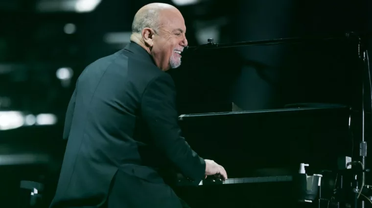 Billy Joel performs in concert at Allegiant Stadium on February 26^ 2022 in Las Vegas^ Nevada.