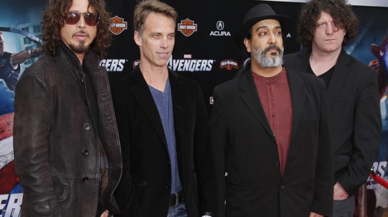 band-members-of-soundgarden-chris-cornell-matt-cameron-kim-thayil-and-ben-shepherd-pose-at-the-world-premiere-of-the-film-marvels-the-avengers-in-hollywood
