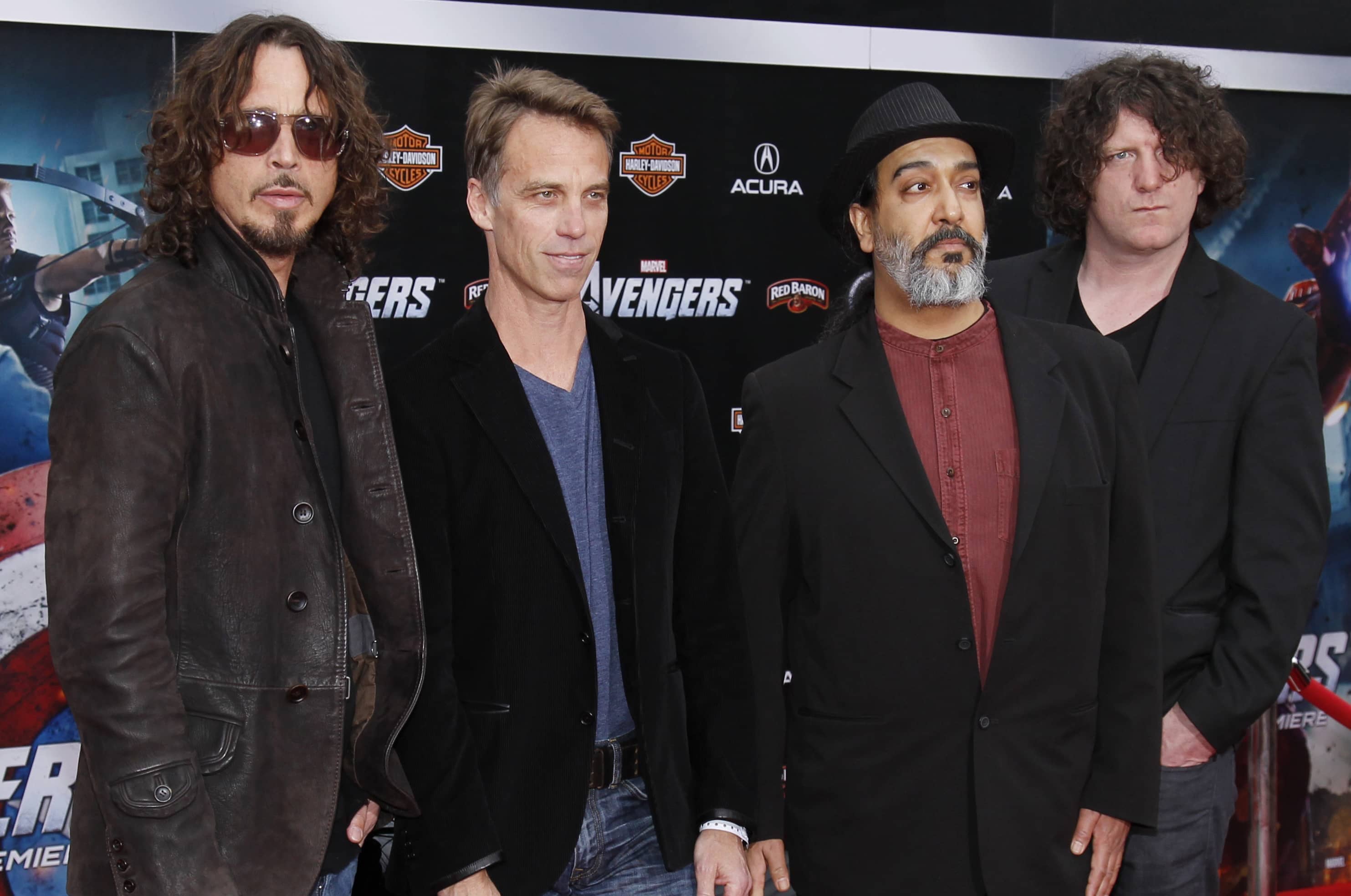 band-members-of-soundgarden-chris-cornell-matt-cameron-kim-thayil-and-ben-shepherd-pose-at-the-world-premiere-of-the-film-marvels-the-avengers-in-hollywood