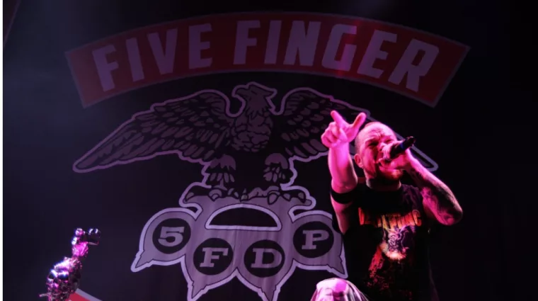 Five Finger Death Punch (5FDP)^ heavy metal band^ performs at Pavello Olimpic de Badalona stage on November 25^ 2013 in Barcelona^ Spain.