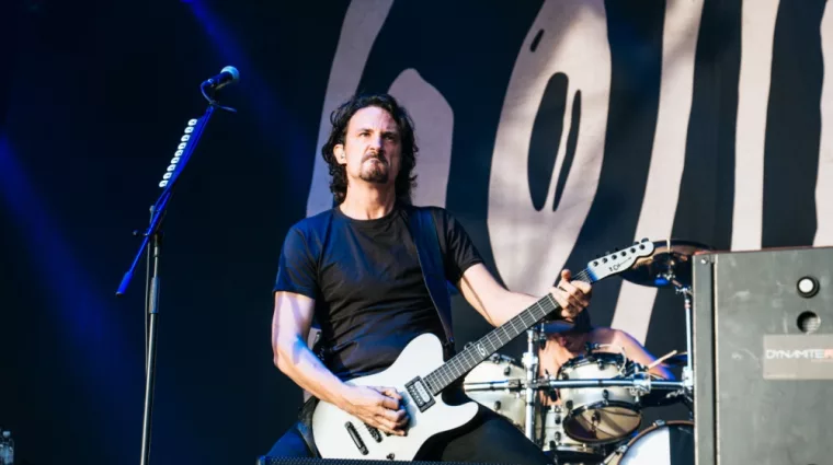 Lead singer and guitarist Joe Duplantier from Gojira^ perfoming live at Bloodstock Open Air Festival Uk^ 13th August 2016