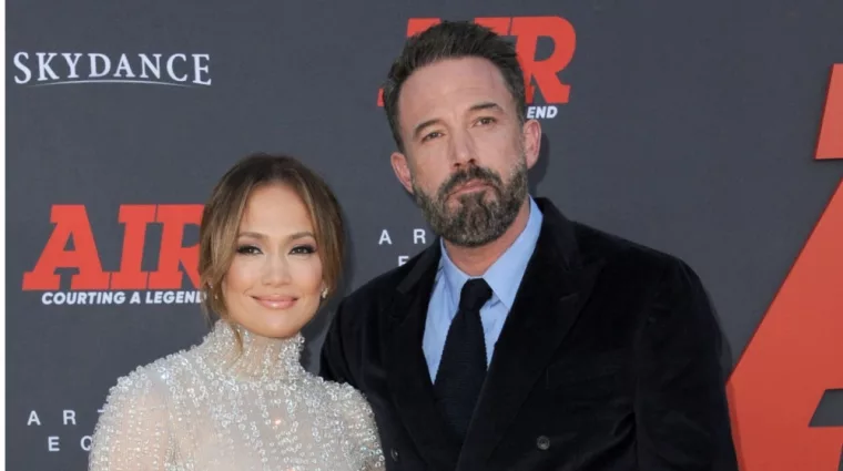 Jennifer Lopez and Ben Affleck at the Amazon Studios' World premiere of 'AIR' held at the Regency Village Theatre in Westwood^ USA on March 27^ 2023.