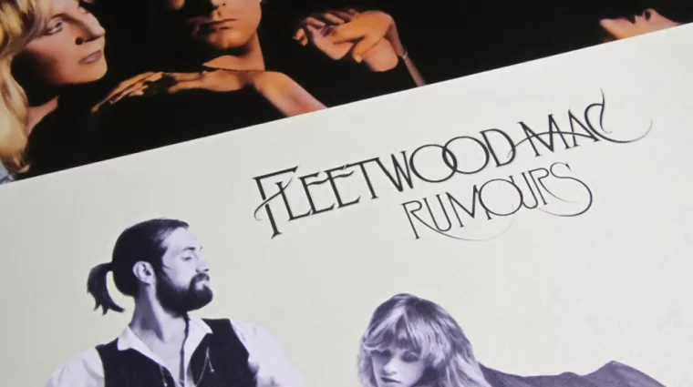 Closeup of isolated vinyl record album cover Rumours from Fleetwood Mac^ 1977. Viersen^ Germany - November 9. 2022