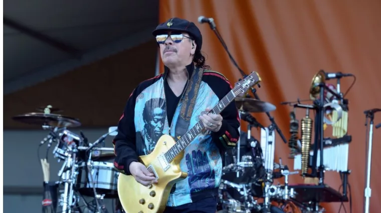 Guitar virtuoso Carlos Santana performs at the 50th Anniversary of the New Orleans Jazz and Heritage Festival on Friday^ April 26^ 2019.