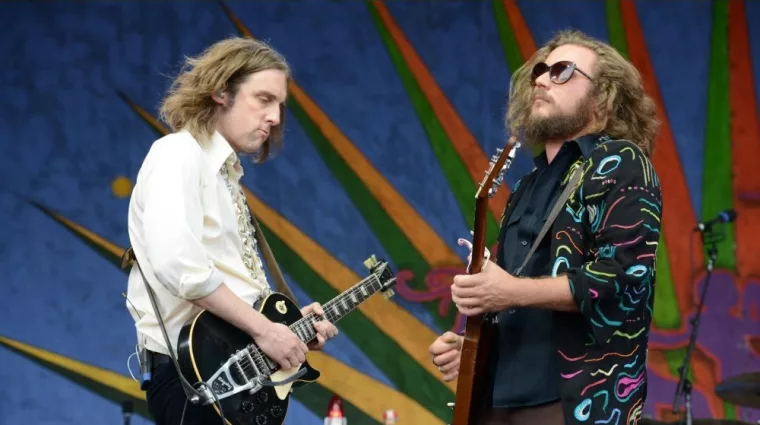 Jim James and Carl Broemel of My Morning Jacket performs at the 2016 New Orleans Jazz and Heritage Festival. New Orleans^ LA - April 29^ 2016
