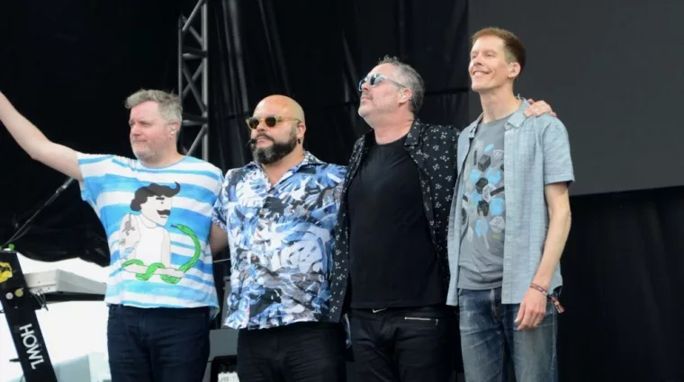Canadian rock band Barenaked Ladies perform at an outdoor concert in Indiana. Speedway^ IN/USA - May 26^ 2017
