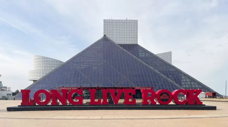 rock and roll hall of fame 'long live rock' sign. Cleveland^ OH