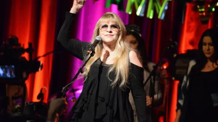 Stevie Nicks of Fleetwood Mac guests with Deer Tick on New Year's Eve at the Brooklyn Bowl music venue. Brooklyn^ New York - December 31^ 2014
