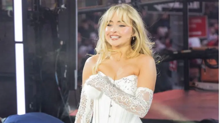 Sabrina Carpenter performs on stage during 2024 New Year's celebration on Times Square in New York on December 31^ 2023.