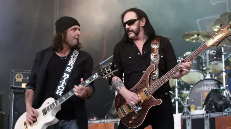 xBassplayer Ian "Lemmy" Kilmister (R) and guitarist Phil Campbell of Motorhead perform on July 4^ 2009 in Brno^ Czech Republic.