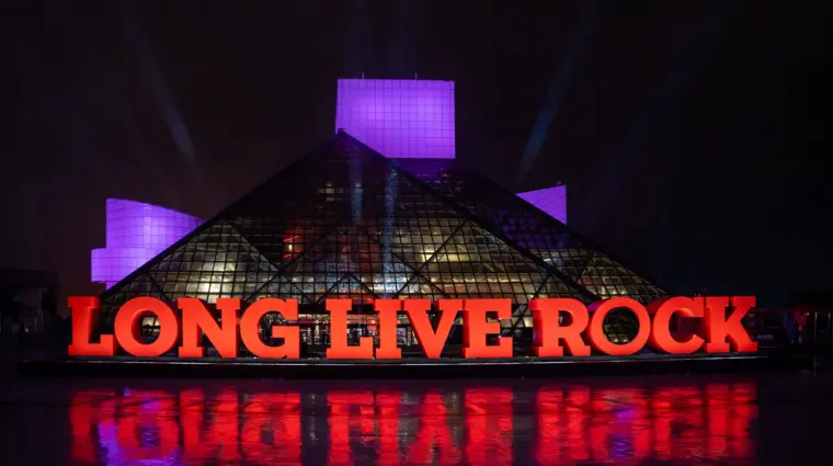 Rock and Roll Hall of Fame at night Cleveland OHIO
