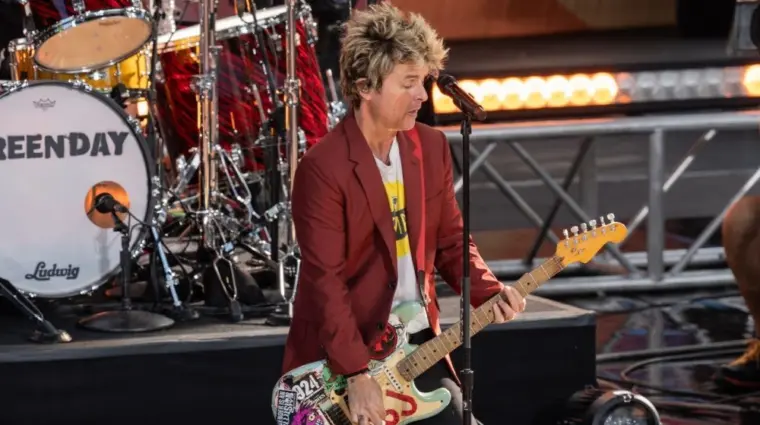 Billie Joe Armstrong performs with rock group Green Day during ABC Good Morning America concert in Central Park in New York on July 26^ 2024
