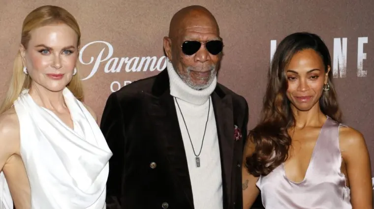 Zoe Saldana^ Nicole Kidman and Morgan Freeman at the Los Angeles premiere of 'Lioness' Season 2 held at the Linwood Dunn Theater in Hollywood^ USA on October 23^ 2024.