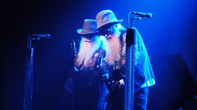 Guitarist Billy Gibbons and bassist Dusty Hill of ZZ Top perform at a concert in New York City. New York^ NY/USA - September 13^ 2010
