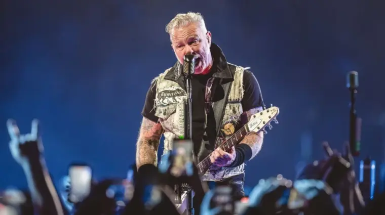 James Hetfield of Metallica performs on stage at Lincoln Financial Field during the M72 World Tour. Philadelphia^ PA USA - May 25^ 2025