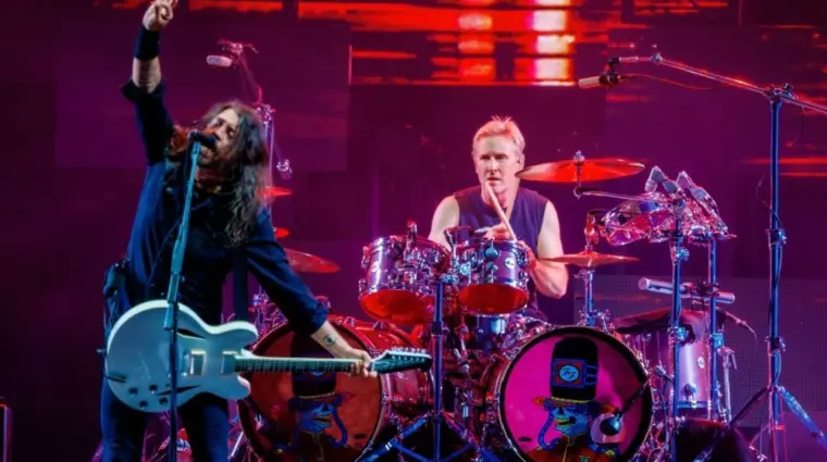 Frontman Dave Grohl^ drummer Josh Freese. Concert of Foo Fighters 07 July 2024. Rock Werchter Belgium