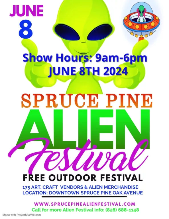 Spruce Pine Alien Festival June 8, 2024 WKYK, WTOE