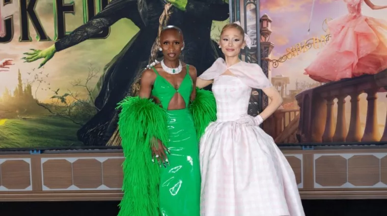 Cynthia Erivo and Ariana Grande at the premiere for Wicked at the Dorothy Chandler Pavilion. LOS ANGELES^ CA. November 09^ 2024