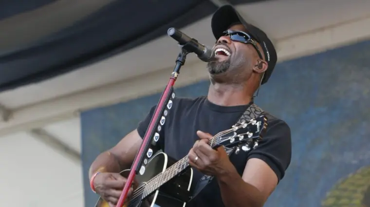 Hootie and the Blowfish lead singer Darius Rucker performs on stage at the 2010 New Orleans Jazz and Heritage Festival. New Orleans^ Louisiana - April 25^ 2010