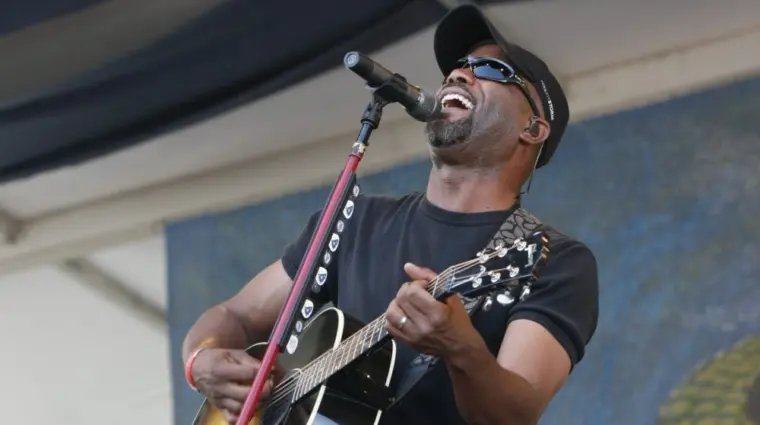 Hootie and the Blowfish lead singer Darius Rucker performs on stage at the 2010 New Orleans Jazz and Heritage Festival. New Orleans^ Louisiana - April 25^ 2010