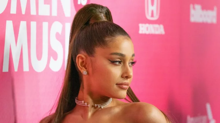 Ariana Grande wearing dress by Christian Siriano attends Billboard's 13th Annual Women in Music gala at Pier 36. New York^ NY - December 6^ 2018