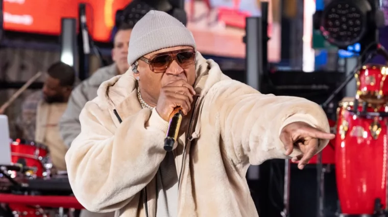 LL Cool J performs on stage during 2024 New Year's celebration on Times Square in New York on December 31^ 2023.