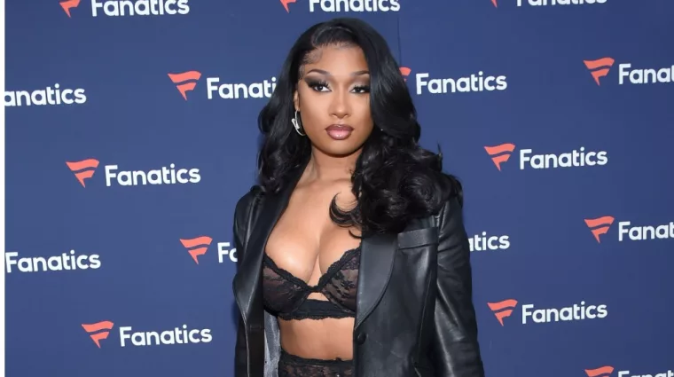 Megan Thee Stallion arrives for Michael Rubin's 2022 Fanatics Super Bowl Party on February 12^ 2022 in Culver City^ CA