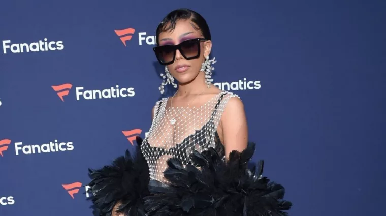Doja Cat arrives for Michael Rubin's 2022 Fanatics Super Bowl Party on February 12^ 2022 in Culver City^ CA