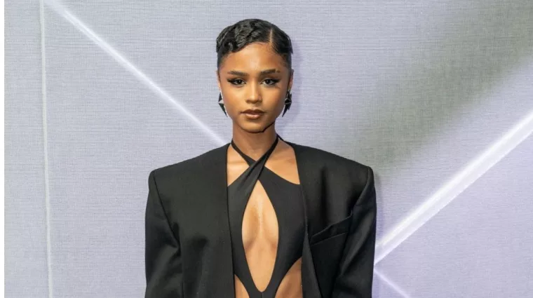 Tyla Seethal attends the HM Mugler launch at Lexington Armory in New York on April 19^ 2023