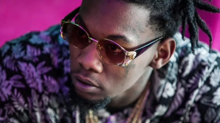Offset from Migos during press conference. MOSCOW - 27^ MARCH^ 2015