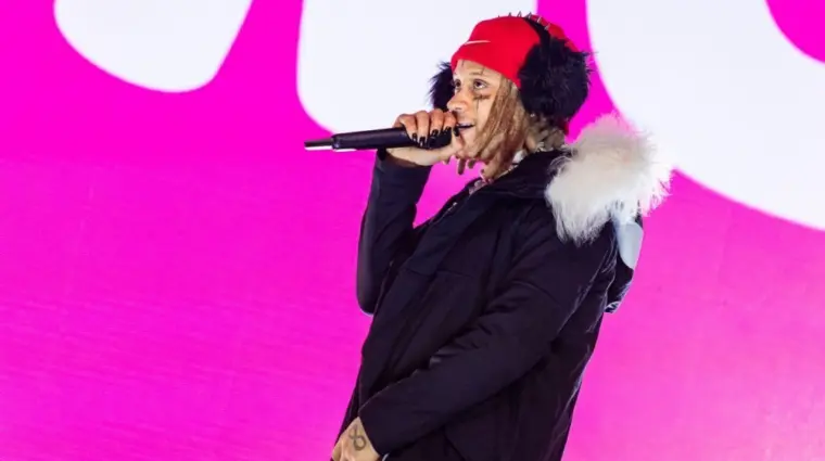 Trippie Redd joins KSI on stage during a performance at Misfits Boxing X-Series 17 in Dublin's 3Arena Dublin^ Ireland - August 31 2024