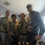 Troop 85 boy scouts from left to right... Austin Kerley, Raegan Johnson, and Josh Green