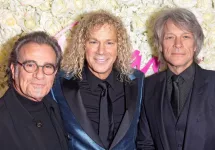 Bon Jovi members Tico Torres^ David Bryan^ and Jon Bon Jovi attend the opening night of "Diana^ The Musical" on Broadway at The Longacre Theatre.