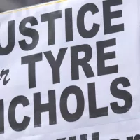 The citizens of Atlanta protest the murder of Tyre Nichols. He was^ unarmed and beaten to death in Memphis Tennessee by 5 police officers. ATLANTA^ GEORGIA - JANUARY 28^ 2023