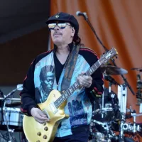 Guitar virtuoso Carlos Santana performs at the 50th Anniversary of the New Orleans Jazz and Heritage Festival on Friday^ April 26^ 2019.