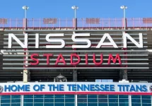 Nissan Stadium is mainly home to the NFL's Tennessee Titans but also hosts other football and soccer games^ concerts^ and events. Located across Cumberland River. Nashville^ TN^ USA - March 10^ 2024