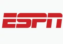 ESPN^ Popular editorial vector logo is printed on white paper.