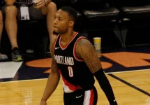 DAMIAN LILLARD guard for the Portland Trailblazers at Talking Stick Resort Arena in Phoenix Arizona USA October 11^2017.