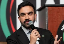 NY Assembly member Zohran Mamdani speaks at the city mayoral candidates forum held by Reverend Al Sharpton at 2025 annual NAN Convention at Sheraton Times Square. New York^ NY - April 3^ 2025