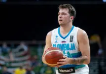 Luka Dončić in action at FIBA Olympic qualifying tournament 2020. KAUNAS^ LITHUANIA - July 1^ 2021.