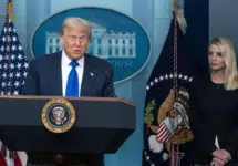 President Donald J Trump at the White House press briefing room with Attorney General Pam Bondi. Washington DC Jun 27th 2025
