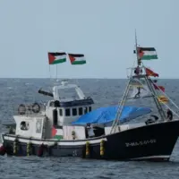 The Global Sumud Flotilla departs from the harbor heading to Gaza leading vessel of the flotilla. Portopalo di Capo Passero^ Sicily^ Italy^ 19 September 2025