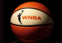 Generate a basketball with the WNBA logo^ the background must be completely black but the ball must be illuminated artistically.