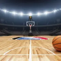 NBA BASKETBALL COURT WITH BALL This content was generated by an Artificial Intelligence (AI) system.