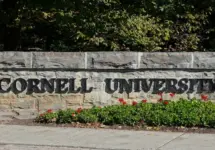 Entrance sign to Cornell University Ithaca^ New York^ USA - October 19^ 2024