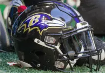 Baltimore Ravens Helmet - NFL - December 2nd 2018 Atlanta Falcons Vs. Baltimore Ravens at the Mercedes Benz Stadium in Atlanta Georgia USA