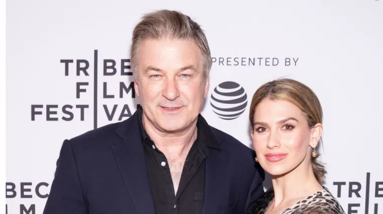 Alec Baldwin and Hilaria attend premiere of "Framing John DeLorean" during 2019 Tribeca Film Festival at SVA Theater^ Manhattan. New York^ NY^ USA - April 30^ 2019