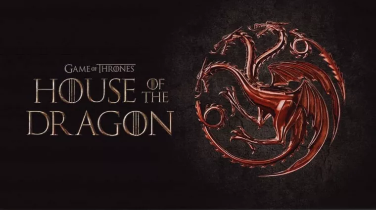 House of Dragons TV series on big tv screen. Game of Thones house of dragons television show at home