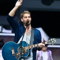 Brett Young performs during the You Look Good World Tour at Northwell Health at Jones Beach Theatre on July 14^ 2017 in Wantagh^ New York.