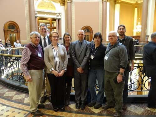 A group of Iowa Farmers Union members who participated in the Farm & Food Lobby day at the State Capitol in Des Moines, Iowa.